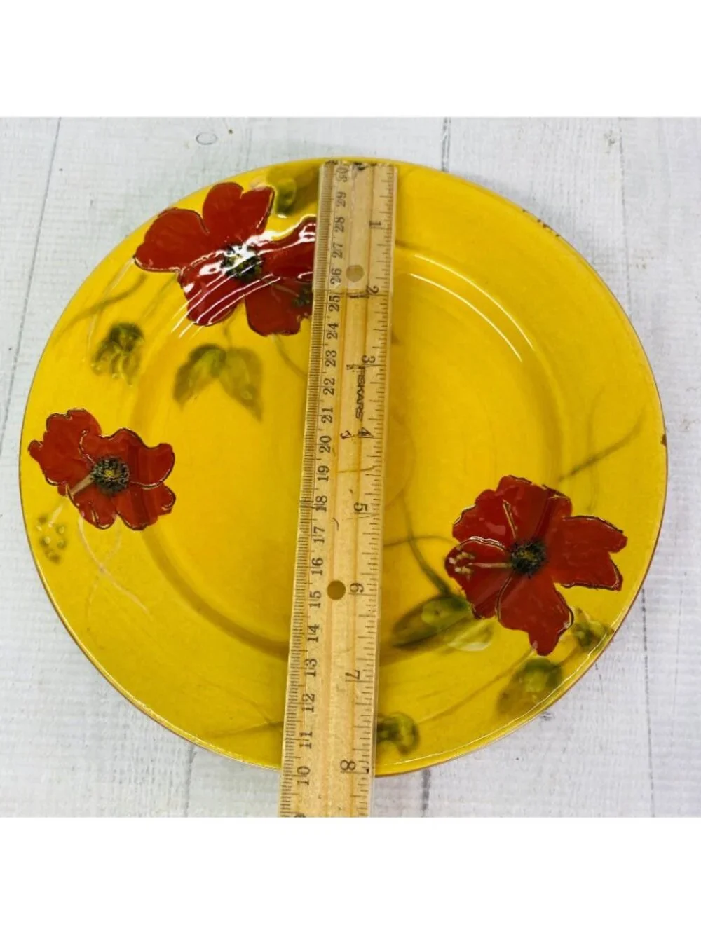 Living Quaters FLEUR DE PARADIS Red Hibiscus Ceramic Lunch Salad Plates Set 4